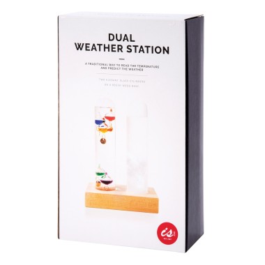 Dual Weather Station - Galileo Thermometer and Storm Glass Set - 2
