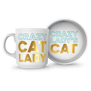 Crazy Cat Lady Ceramic Mug and Pet Bowl Set