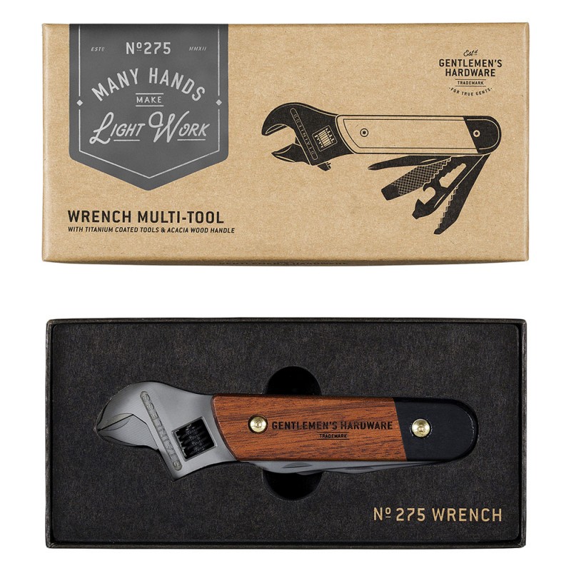 Gentlemens Hardware Wrench Multitool with Torch and LED Light 