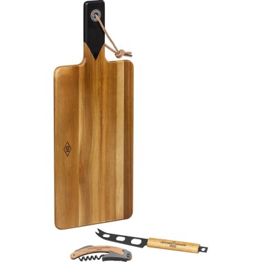 Cheese Board and Knife Set with Wine Opener - 1