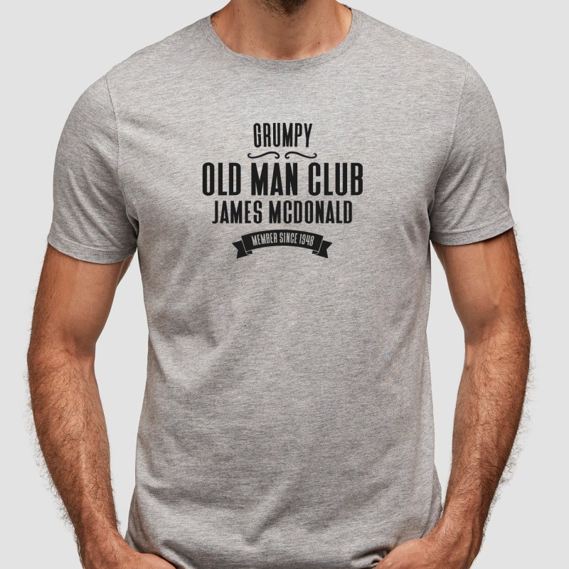 Personalised Grumpy Old Man Club Grey T-Shirt - 1