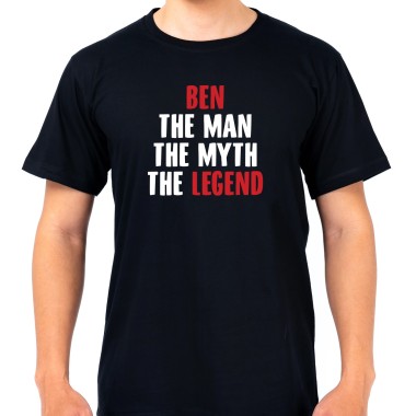 Personalised The Man The Myth The Legend Black T-Shirt - 3