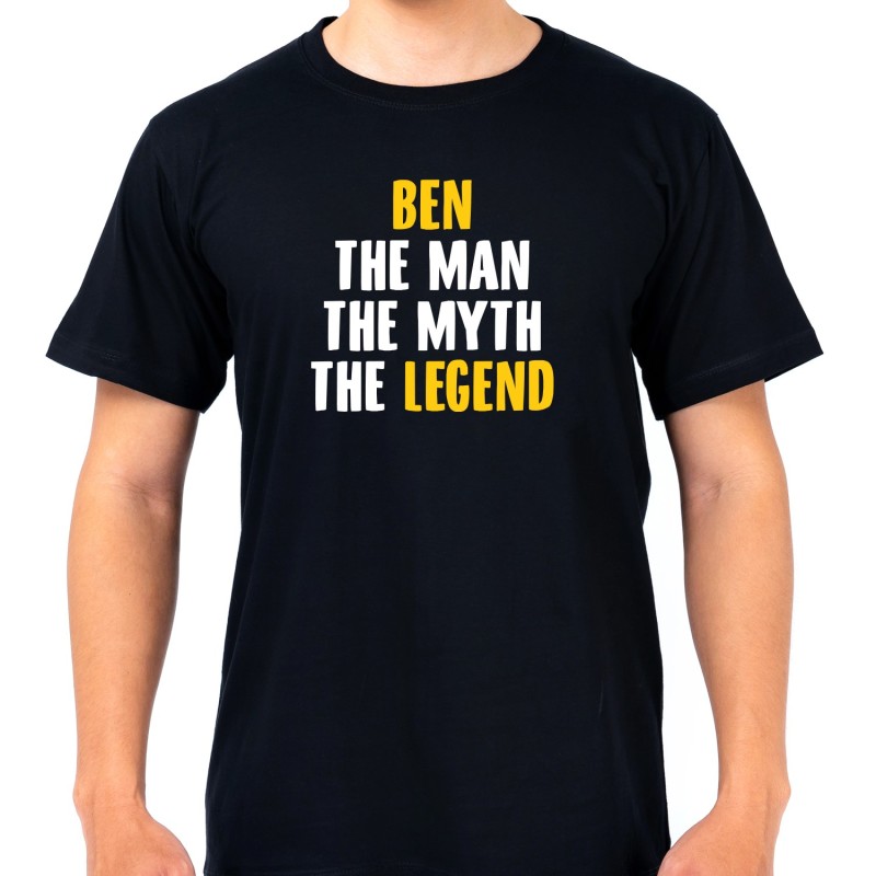 Personalised The Man The Myth The Legend Black T-Shirt - 1