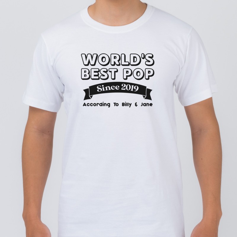 Personalised World's Best Pop White T-Shirt - 1