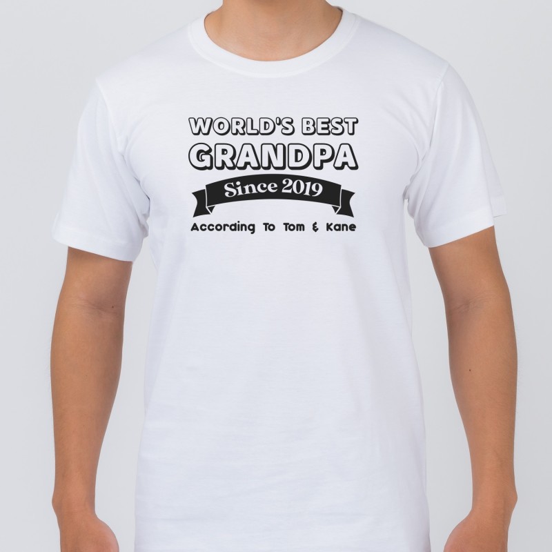 Personalised World's Best Grandpa White T-Shirt - 1