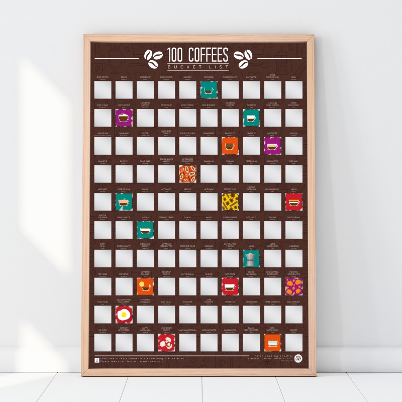 100 Coffees Scratch Off Bucket List Poster by Gift Republic - 1