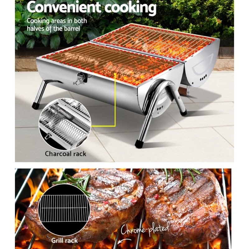 Portable And Foldable Stainless Steel Charcoal Bbq Grill Dadshop