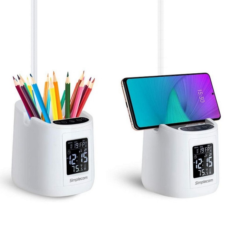LED Desk Lamp with Pen Holder and Digital Clock | DadShop