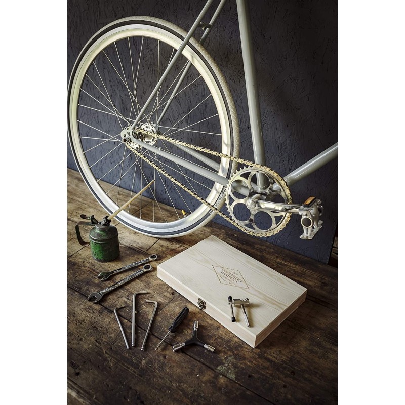 Bicycle Tool Kit with Stainless Steel Tools in Wooden Box by Gentlemen's Hardware - 7