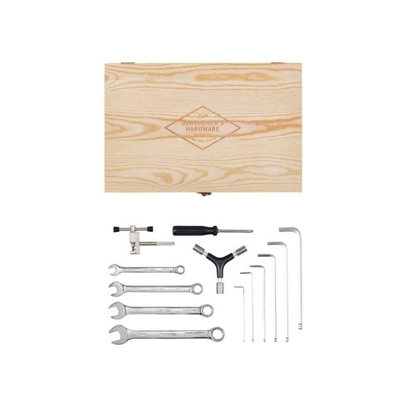 Bicycle Tool Kit with Stainless Steel Tools in Wooden Box by Gentlemen's Hardware - 3