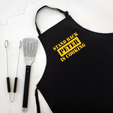 Stand Back Man Cooking - Personalised Apron Beige - 4