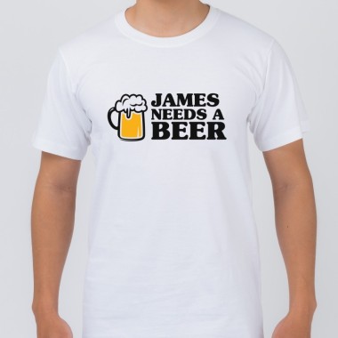 Personalised Man Needs A Beer Black T-Shirt - 2