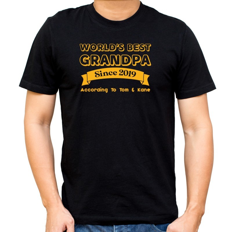 Personalised World's Best Grandpa T-Shirt Size S T-Shirt & Print Colour ...