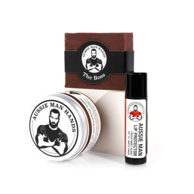 Aussie Man Hands - Tradie's Choice Gift Box with Hand Cream, Soap Bar & Lip Protector - 1