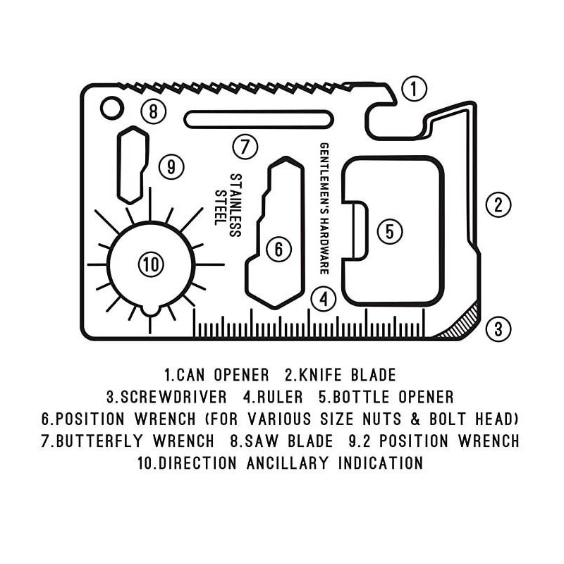 Original 10-in-1 Credit Card Multi-Tool by Gentlemen's Hardware - 3
