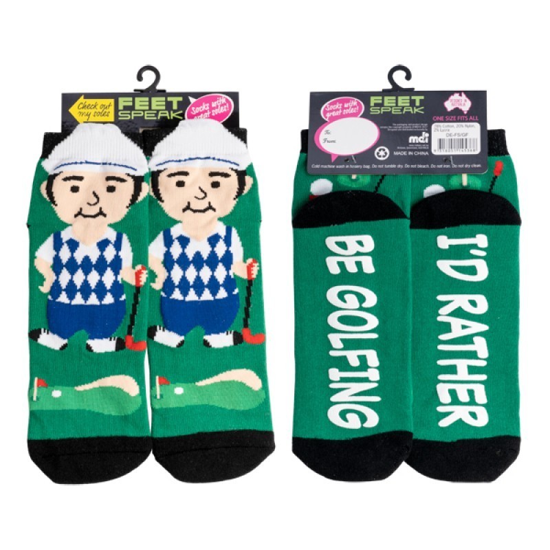 I'd Rather Be Golfing Golfer Feet Speak Socks - 2
