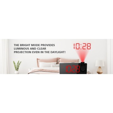 Projection LED Radio Clock with USB Mobile Charger - 2