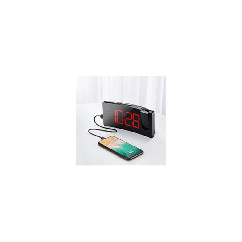 Projection LED Radio Clock with USB Mobile Charger - 3