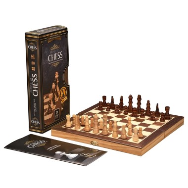 Foldable Wooden French Cut Chess Set - 30cm - 1