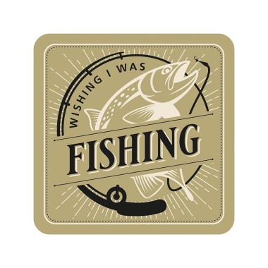 Wishing I Was Fishing Premium Drink Coaster - Pack of 5 - 1