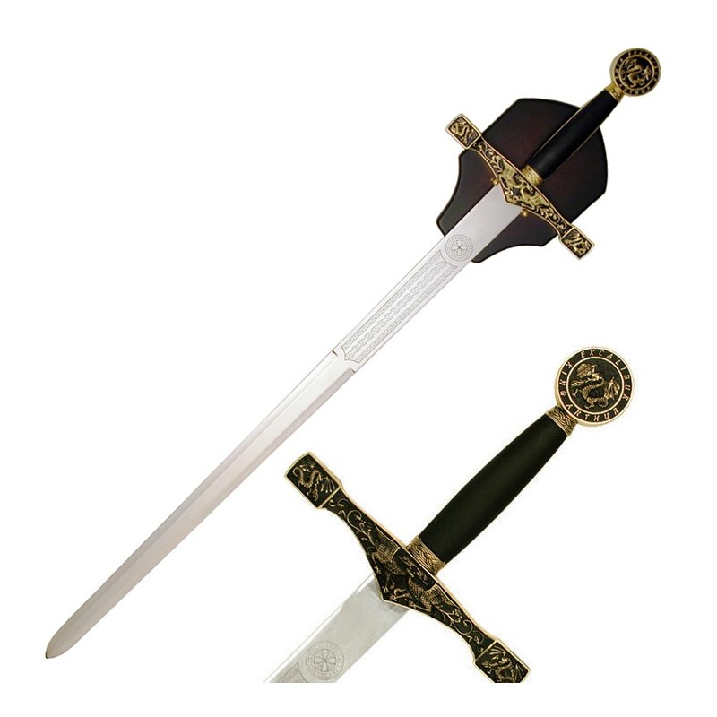 Gold Excalibur Sword with Wood Wall Plaque | DadShop