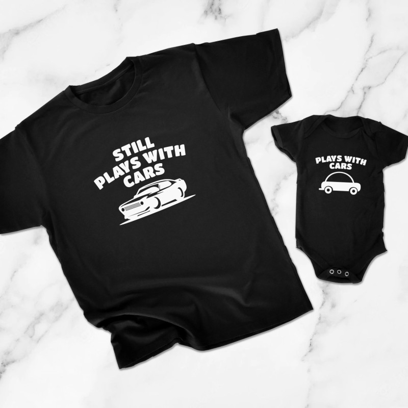Plays with Cars Father and Son Matching T-Shirt - 1