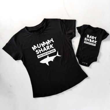 Mummy Shark & Baby Shark Mother and Child Matching T-Shirt - 2