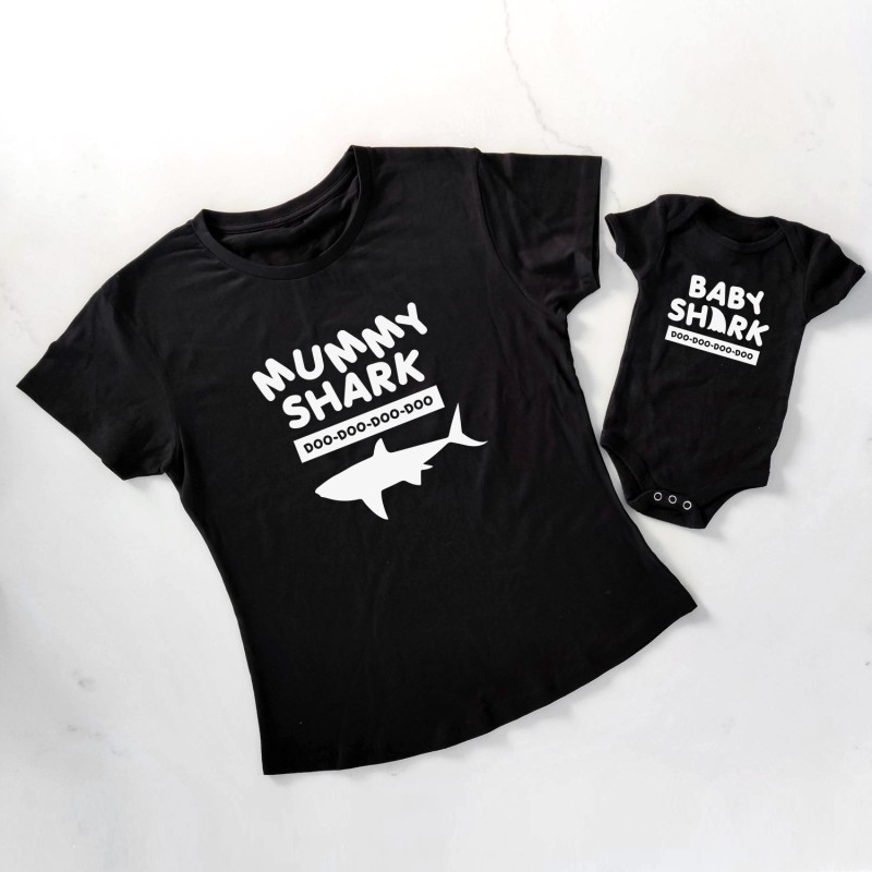 2 tshirts Superhero & Sidekick Mother daughter son t-shirt set Black or White 