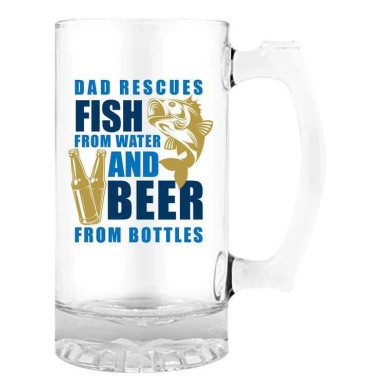 Dad Rescues Fish From Water And Beer From Bottles Premium Beer Stein - 1