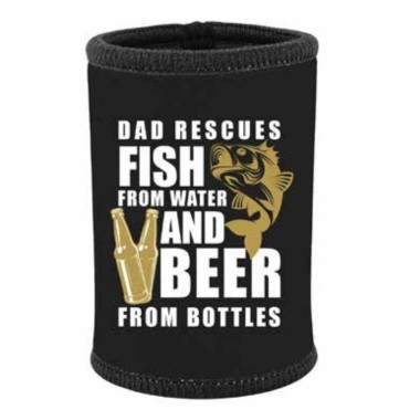 Dad Rescues Fish From Water And Beer From Bottles Stubby Holder - 1