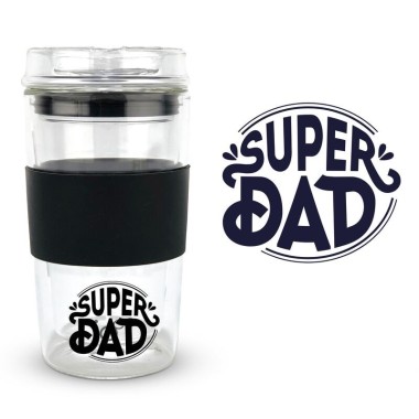 Super Dad 12oz Glass Coffee Travel Cup - 1