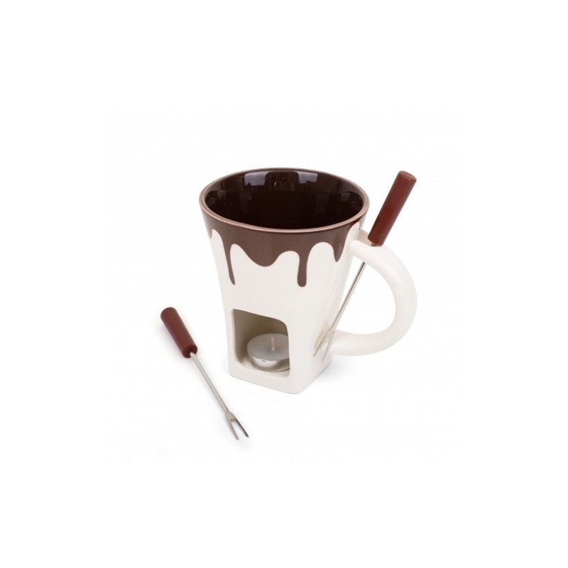 Schokoladen-Fondue-Becher Set – 2 Keramik-Becher Mit Gabeln & Kerzen, Für Partys & Dessert-Abende