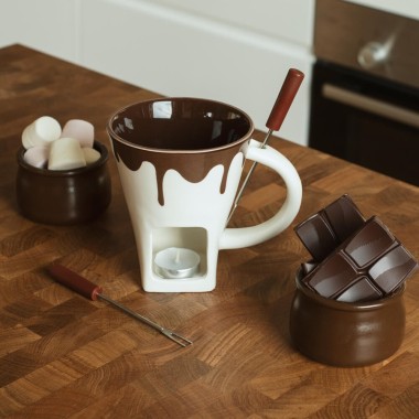 Chocolate Fondue Mug with Forks - 1