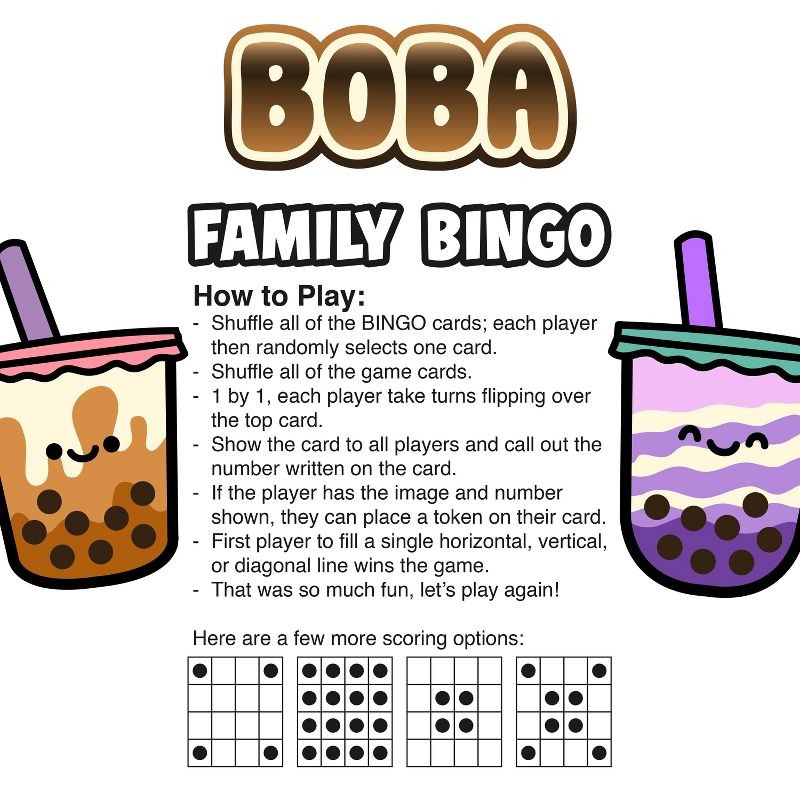 Boba Bingo Family Bingo Game Set