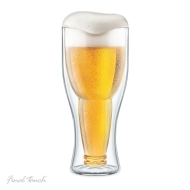 Double Wall Bottoms Up Beer Glass by Final Touch - 1