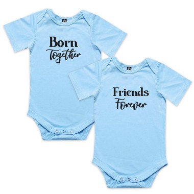 Born Together Friends Forever Twins Matching Bodysuit - 1