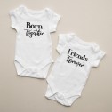 Born Together Friends Forever Twins Matching Bodysuit - 4