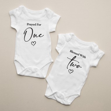 Prayed For One Blessed With Two Twins Matching Bodysuit - 1