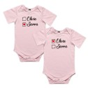 Personalised Twins Names With Heart Matching Bodysuit - 2