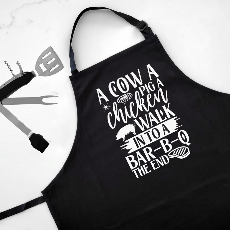 A Cow, A Pig And A Chicken BBQ Joke Apron - 1