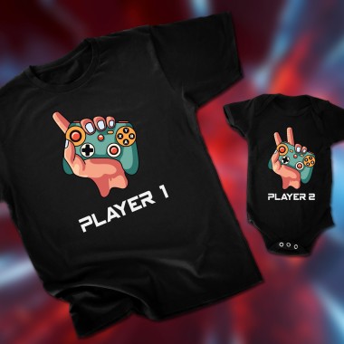 Player One Player Two Gamer Dad Matching T-Shirt - 2