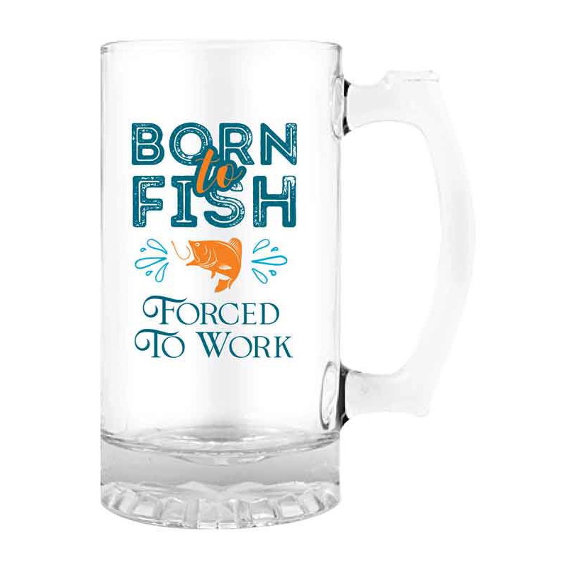 Born To Fish Forced To Work Premium Beer Stein - 1