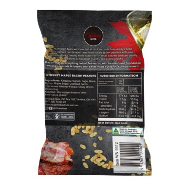 Wicked Nuts Kettle Roasted Whiskey Maple Bacon Peanuts 120g - 2