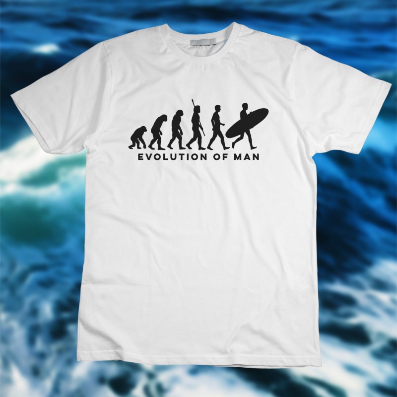 Evolution of Man Surfing T-Shirt - 1