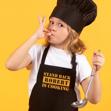 Personalised Stand Back Kid Is Cooking Apron - 1
