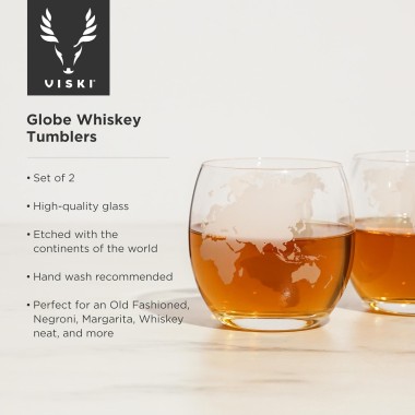 Globe Whiskey Tumblers Set of 2 By Viski - 4
