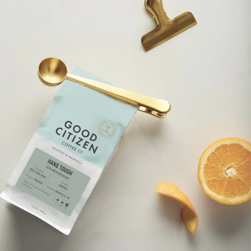 Coffee Scoop and Clip Set Brass by Good Citizen Coffee Co.
