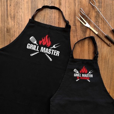 Grill Master and Grill Master In Training Adult And Child Apron Set - 1