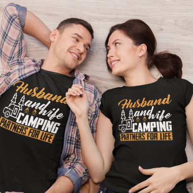 Husband and Wife Camping Partner for Life T-Shirt - 1