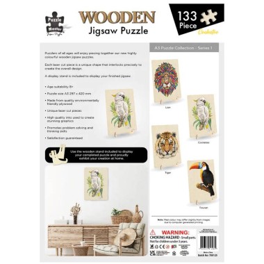 133 Piece Wooden Jigsaw Puzzle - Cockatoo (A3 Series) - 2